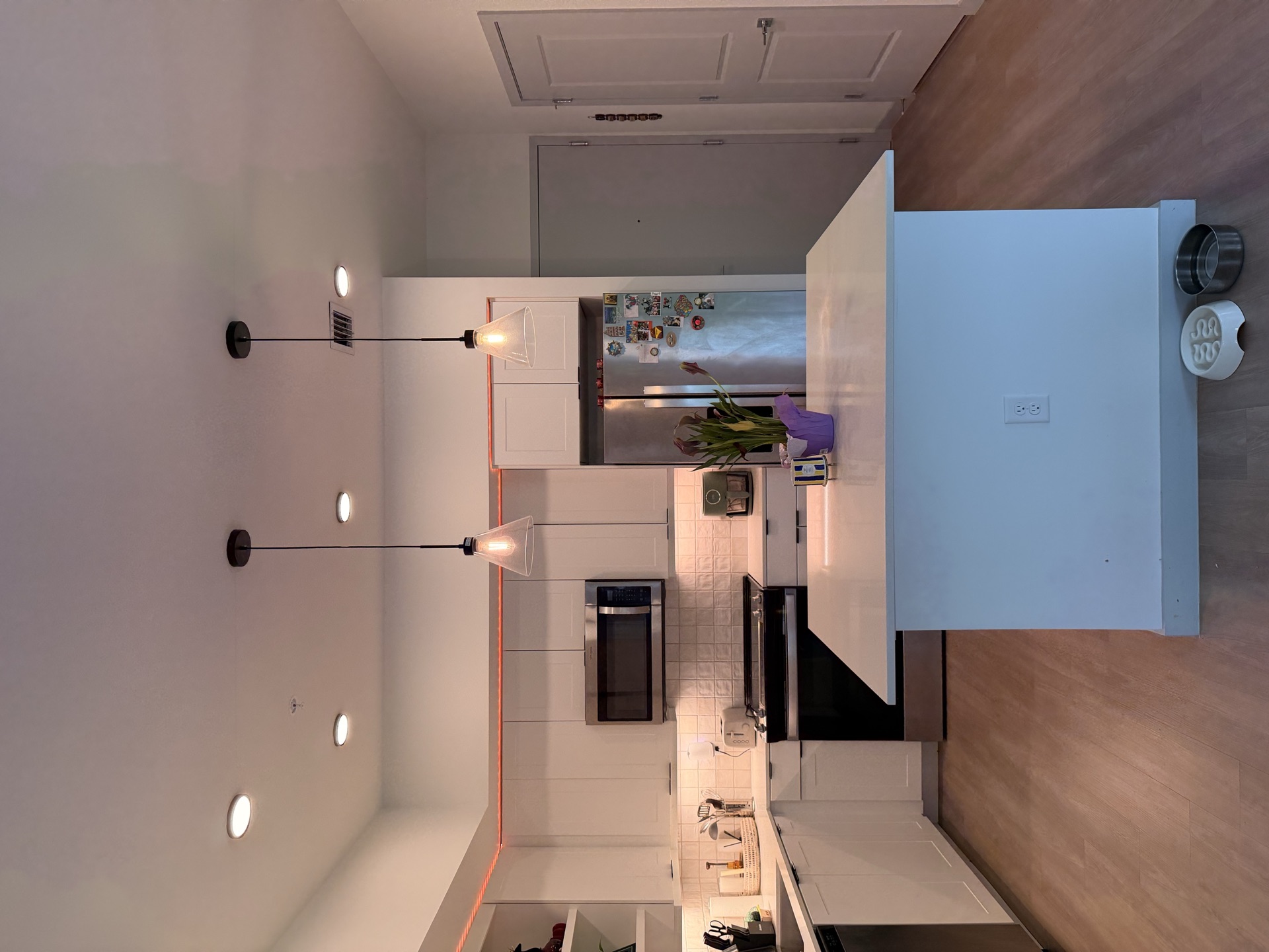 Kitchen island in the open living space